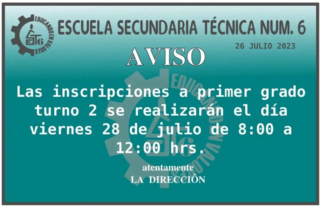 INSCRIPCIONES A PRIMER GRADO TURNO 2