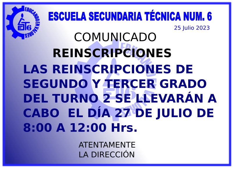 REINSCRIPCIONES Y ENTREGA DE FICHAS PARA EXÁMENES EXTRAORDINARIOS TURNO 2