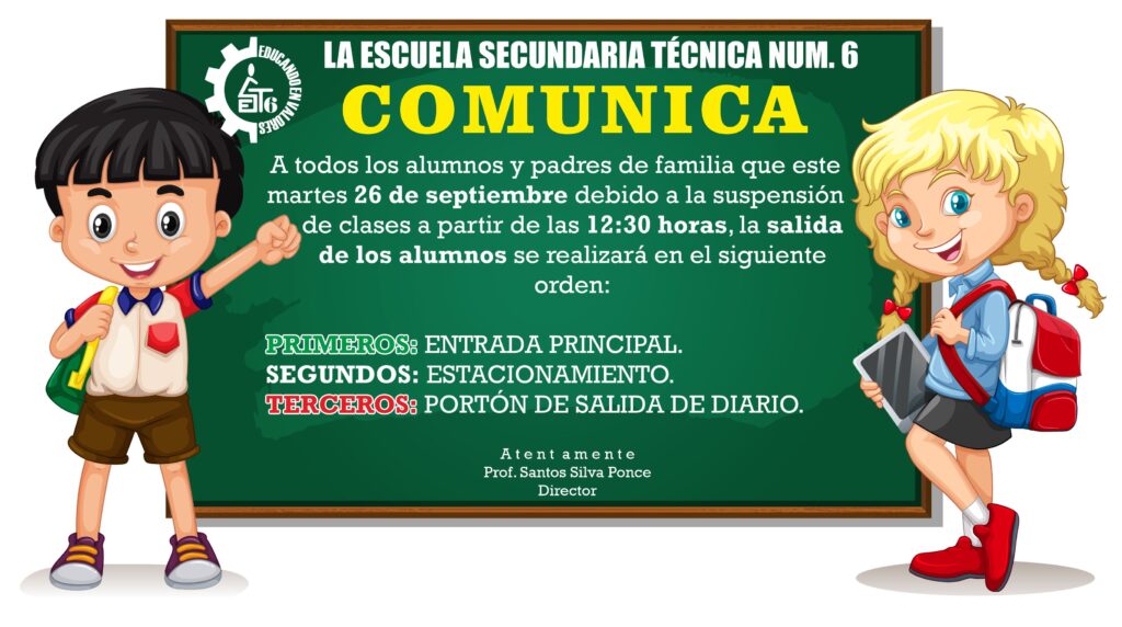 ATENCIÓN PADRES DE FAMILIA SUSPENSIÓN A LAS 12:30 HORAS MARTES 25 DE SEPTIEMBRE DE 2023