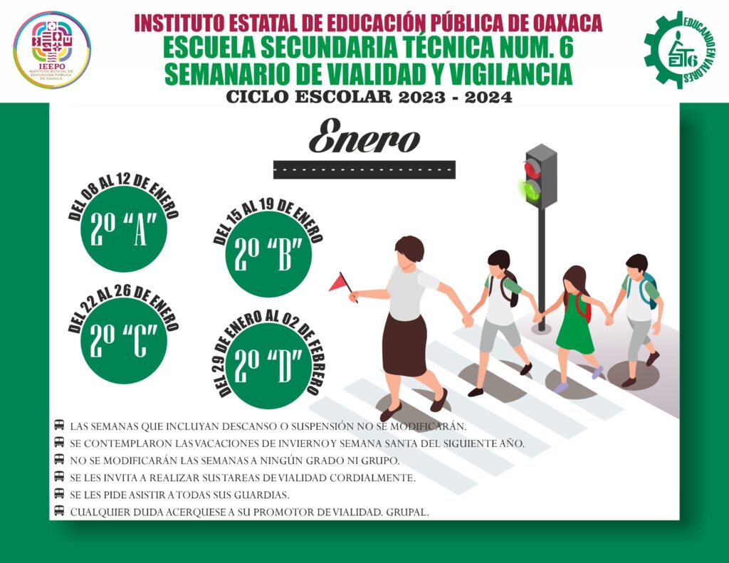 SEMANARIO DE VIALIDAD Y VIGILANCIA DEL MES DE ENERO DE 2024