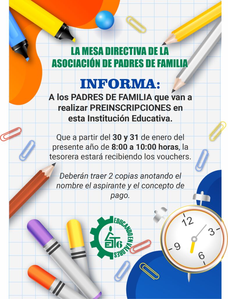 ATENCIÓN PADRES DE FAMILIA DE ASPIRANTES A NUEVO INGRESO POR LAS PREINSCRIPCIONES