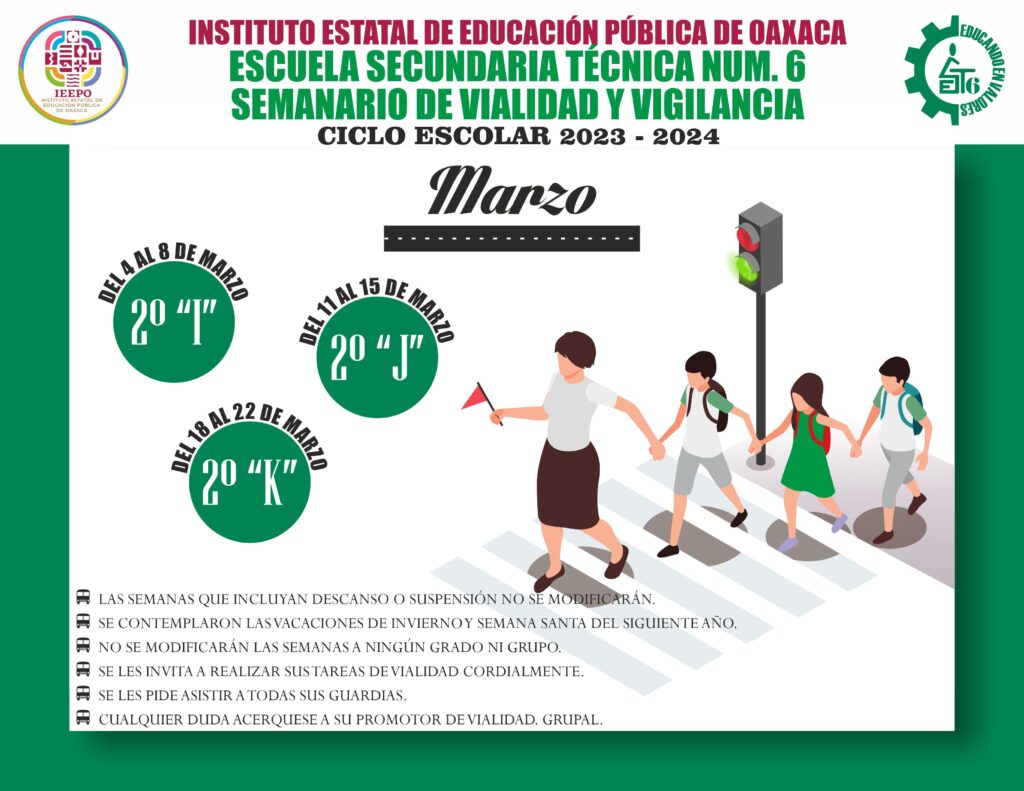 SEMANARIO DE VIALIDAD Y VIGILANCIA DEL MES DE MARZO DE 2024