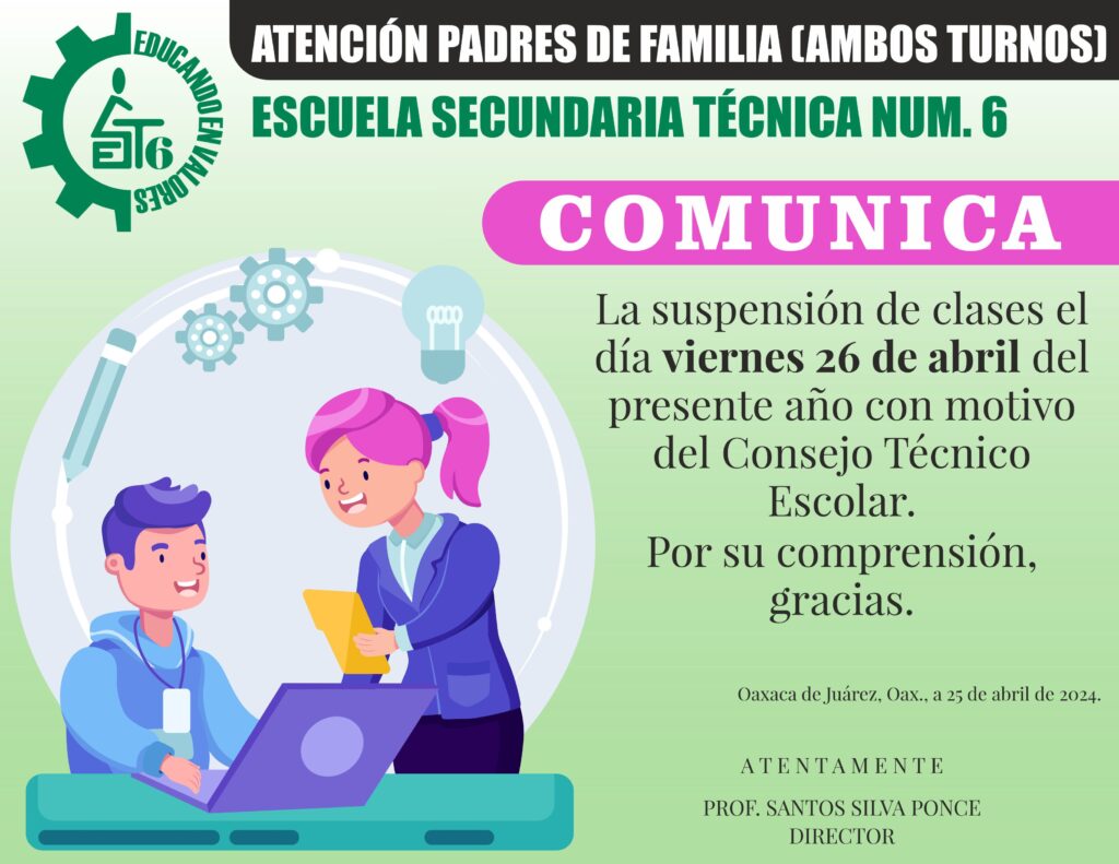COMUNICADO DE SUSPENSIÓN DE CLASES POR CONSEJO TÉCNICO ESCOLAR