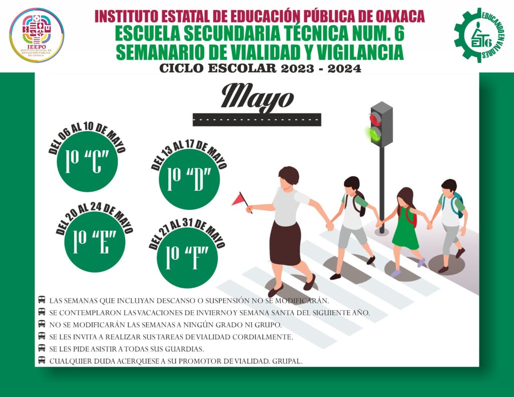 SEMANARIO DE VIALIDAD Y VIGILANCIA DE MAYO DE 2024