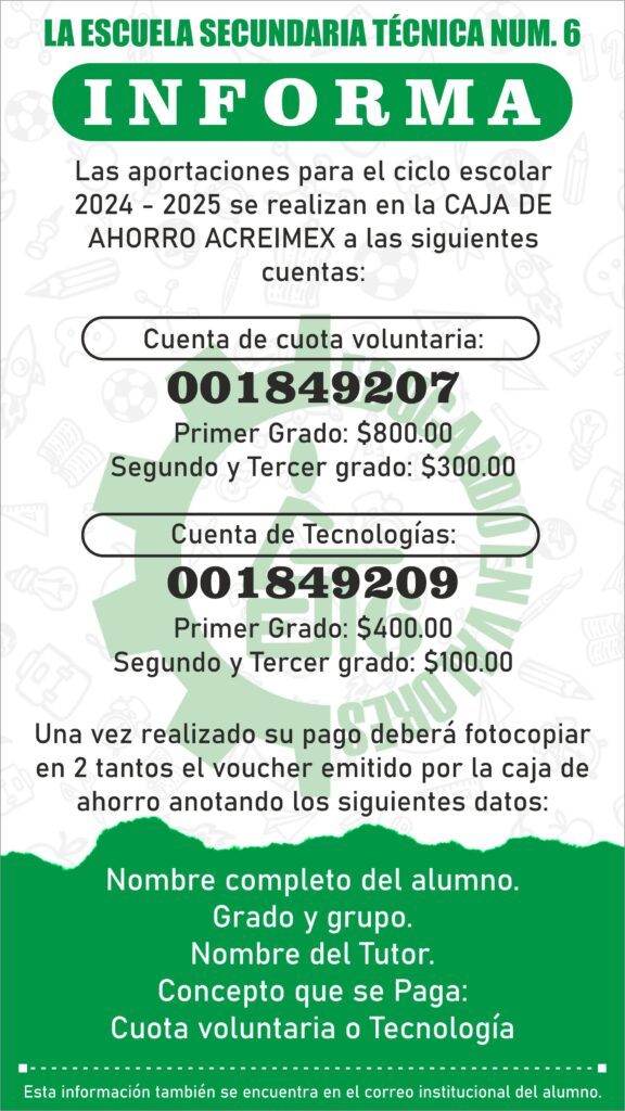 Aportaciones para el ciclo escolar 2024 – 2025