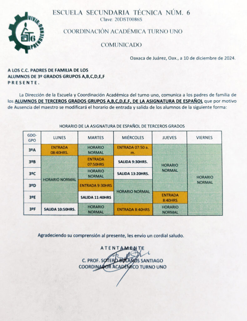 ATENCIÓN PADRES DE FAMILIA DE LOS GRUPOS DE TERCER GRADO DEL TURNO 1